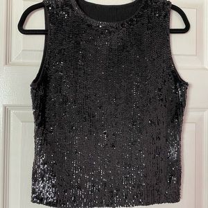 Vintage Black Sequin Top